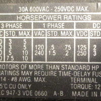 Allen Bradley 194RNC030P3 Ser B Disconnect Switch 30A 600VAC 250VDC (Lot of 4)