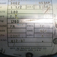 Boston Gear PM18150TFB DC Motor 35P299Z164 1.5HP 180V 1750RPM 7/8" Shaft Dia