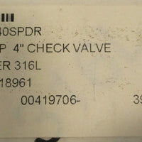 4" Check Valve Spider Sham4 CV Spider 316L 6"OD  T45MP 7/16" Shaft Dia.