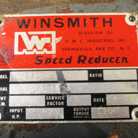 Winsmith 5MCT Gear Reducer 9:1 Ratio 3.92 HP 1800 Rpm Used