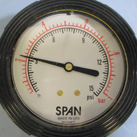 Span 021380T Liquid Filled Pressure Gauge 015PSI E.P.D.M. KEMX/SUBZ11