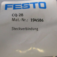 (Lot of 2) Festo 194586 Push In Straight Connector CQ28 28mm 0.95bar…10bar