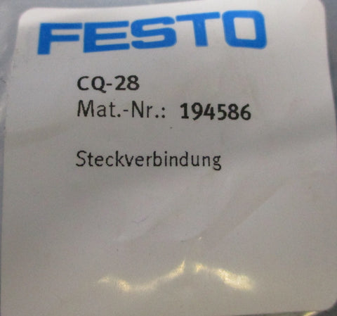 (Lot of 2) Festo 194586 Push In Straight Connector CQ28 28mm 0.95bar…10bar