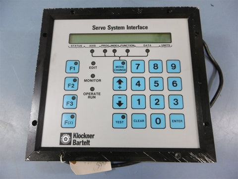 TESTED Emerson Klockner Bartelt Servo System Interface Panel 960093-06