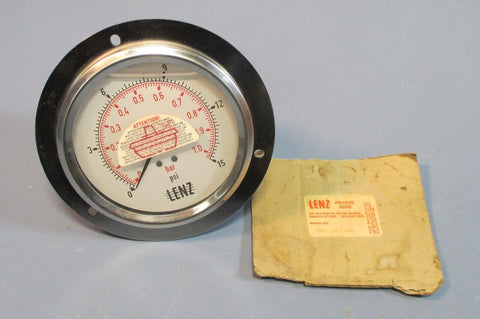 Lenz AFC-15-4RL Pressure Gauge 3.5" Face 0-15 PSI 1/2" Threaded Connection Used