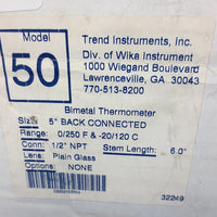 Trend Instruments Model 50 Bimetal Thermometer 5" Back Connected