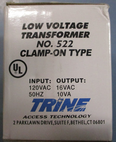 (Lot of 4) Trine Low Voltage Transformer No. 522 ClampOn 120VAC In, 16VAC 10VA