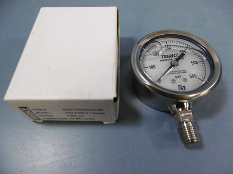 Trerice D83LFSS2.5" D83LFSS2502LA160 Pressure Gauge 0-600 Psi