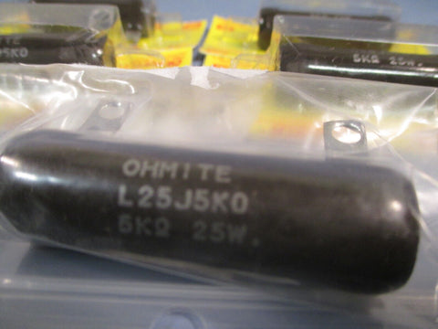 Ohmite Lot of (5) Resistor 5K OHMS L25J5KO