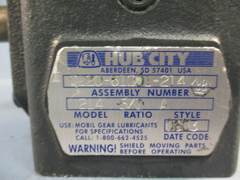 HUB CITY 0220-61201-214 5:1 56C WORM GEAR REDUCER MODEL 214 STYLE A