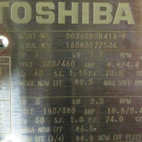 Toshiba 0036SDSR41A-P EQP Severe Duty Motor 3 HP, 1170 RPM, 230/460 RPM