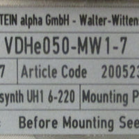 Wittenstein alpha GmbH VDHe050MW171310D Gearbox 20052330 7:1 Ratio