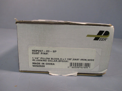 Peer Bearing 1 1/4" Pillow Block H= 1 7/8" Cast Iron Locking Collar HCP20720SP