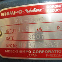 Shimpo Nidec Coronet Reducer ER35C 1.5 kW Input Gearbox Gear Reducer