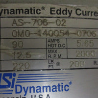 Dynamatic AS-706-02 Eddy Current Brake w/ EC 2000 Controller 2-1/8" Shaft Dia