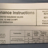 ASCO Red Hat 302272 Solenoid Valve Rebuild Repair Kit 8210 Series