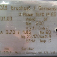 Sew Eurodrive SF47DT80N4 Gearmotor 1700/24RPM 0.75kW 1" Shaft Dia