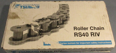 Tsubaki RS40 RIV Carbon Steel Roller Chain 10ft Long 1/2 in Pitch