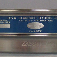 VWR 57334590 #200 U.S. Standard Testing Sieve 8" 0.050mm Wire Dia Stainless