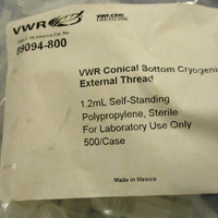 VWR 89094800 Conical Bottom Cryogenic Vial External Thread 1.2 ml