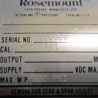 Rosemount 1151GP7E22B1 Alphaline Pressure Transmitter 420MA, 45VDC, 300PSI, 3/4