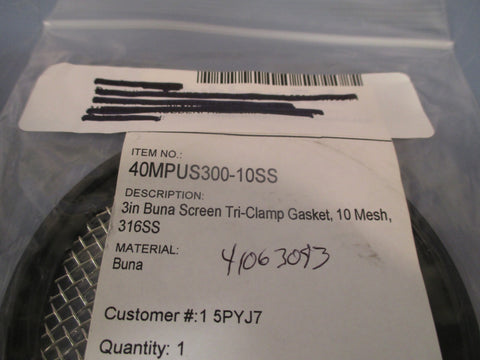 RubberFab 3in Screen TriClamp Gasket, 10 Mesh 316SS 40MPUS30010SS