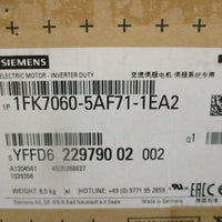 Siemens 1FK70605AF711EA2 Electric Motor Inverter Duty FACTORY SEALED