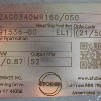 Stober K202AG0340MR160/050 Right Angle Helical Bevel Gear Reducer 1-1/4" Bore
