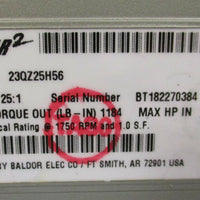 Dodge Tigear 2 23QZ25H56 Gear Reducer 25:1 Ratio, 1.65 In HP, 1184 LbIn Torque