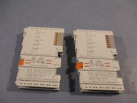 Lot of 2 Beckhoff Potential Voltage Supply Terminal Module 24 V DC 10A KL9100