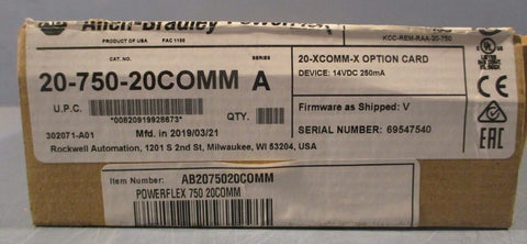 Allen Bradley 20-750-20COMM Ser A Option Card Powerflex 14VDC 250mA