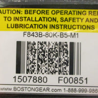 Boston Gear F843B80KB5M1 Gear Reducer 0.51HP 76.483:1 1" Shaft Dia 5/8" Bore