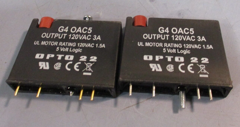 Lot of 2 OPTO 22 5 Volt Logic 120VAC 3A Output Module G4-OAC5