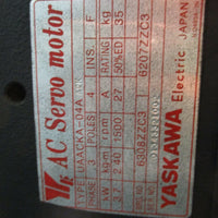 Yaskawa AC Servo Motor UAACKA-04A A2K 3ph w/Optical Encoder UTOPI-600UB02 Used