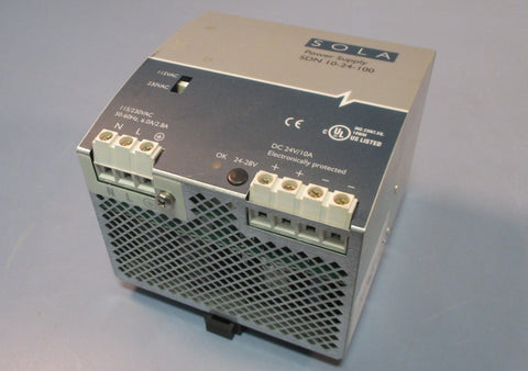 Sola SDN 1024100 Power Supply 115/230 VAC, 5060Hz, 6.0A/2.8A Used