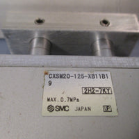 SMC DUAL ROD CYLINDER CXSM20125XB11B1 w/ SOLENOID VALVE VT3075DZ101F