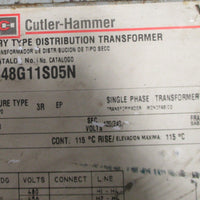Cutler Hammer S48G11S05N 5 KVA 1 Phase 480 Pri to 120/240 Sec Transformer