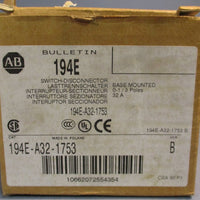 ALLEN BRADLEY 194EA321753 DISCONNECT SWITCH, SERIES B, 32A, 3 POLES BASE MOUNT