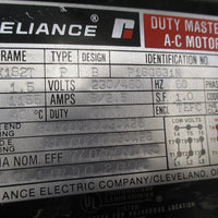 Reliance Duty Master AC Motor: 1.5 HP 230/460V  1155 RPM 5/2.5 AMPS 3Ph 60Hz