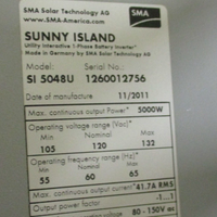 SMA Sunny Island SI 5048U Solar Inverter 5000 Watt, 1 Phase, 5 kW