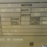Dynamatic AS1401040145 Ajusto Spede NP1 TR Motor 1 HP, 3 Ph, 230/460 V Used