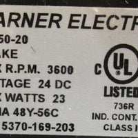 Warner Electric EM-50-20 Electric Clutch Brake Module 5370-169-203 3600RPM Max