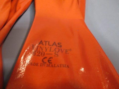 Lot of (10) Atlas Double Dipped Vinyl Oil Chemical Resistant Gloves Small 620-S