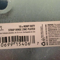 Lot of 8 (2 Boxes) Everbilt 15406 Zinc Plated 10" Heavy Strap Hinge