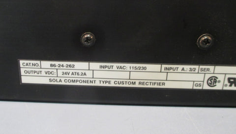 Sola Electric 8624262 115/230 VAC Rectifier Power Supply Used