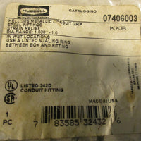 Hubbel 07406003 Kellems Metallic Conduit Grip Strain Relief  Lot of 2