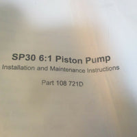 Nordson SP30 6:1 Piston Pump Installation and Maintenance Instructions 108 721D