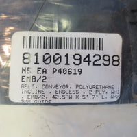 Polyurethane Endless 2 Ply EM8/2 Conveyor Belt 5' 7" L x 42.5" W 3mm Edge Runner