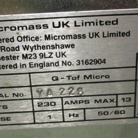 Micromass Q-Tof Micro Mass Spectrometer 1 Phase, 230 Volt w/ NanoLockSpray