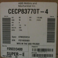 ABB Baldor CECP83770T-4 3-Phase Motor 7.5HP 1765RPM 460V 1-3/8" Shaft Dia